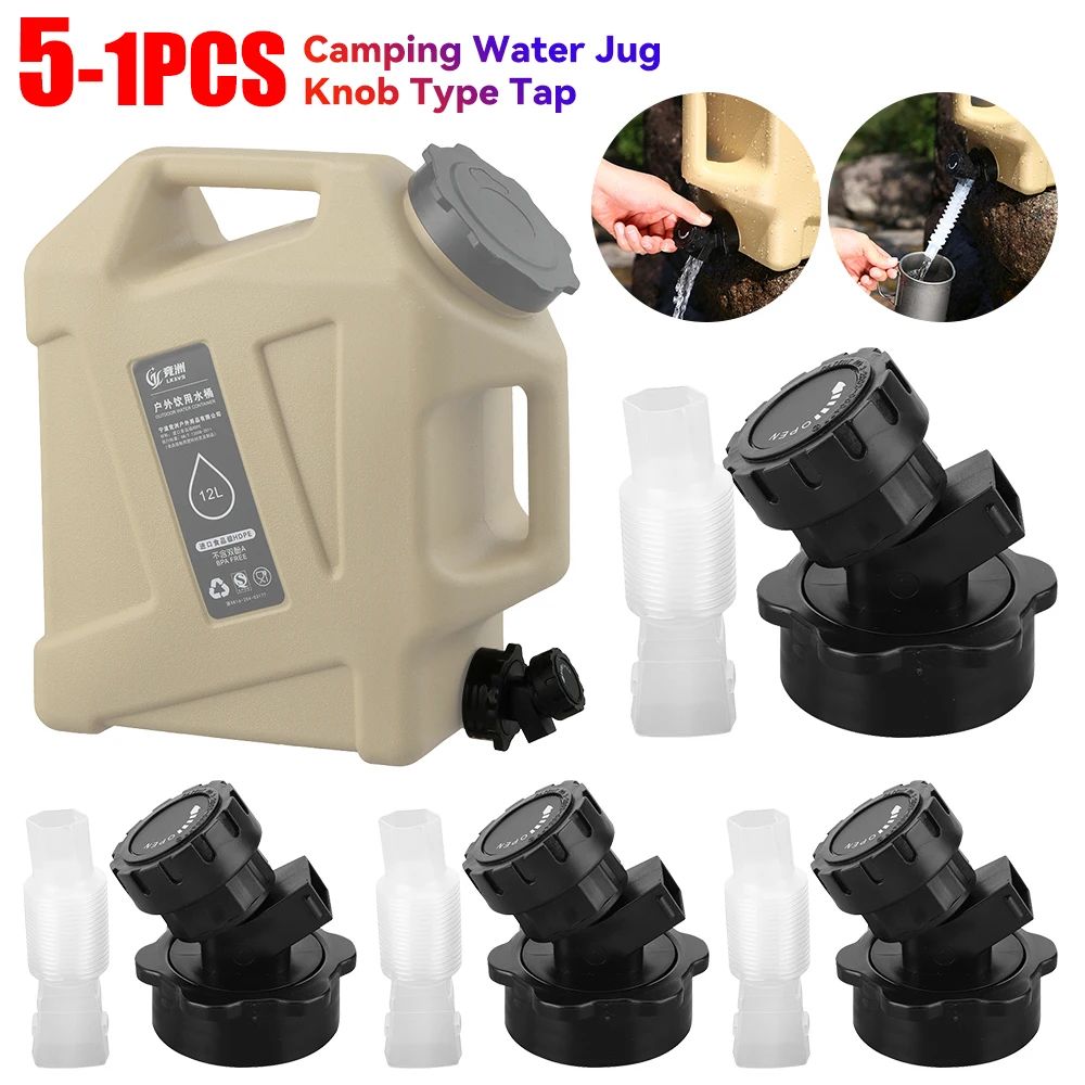 Portable Camping Water Jug Faucet with Flexible Extender Hose (1–5 PCS)