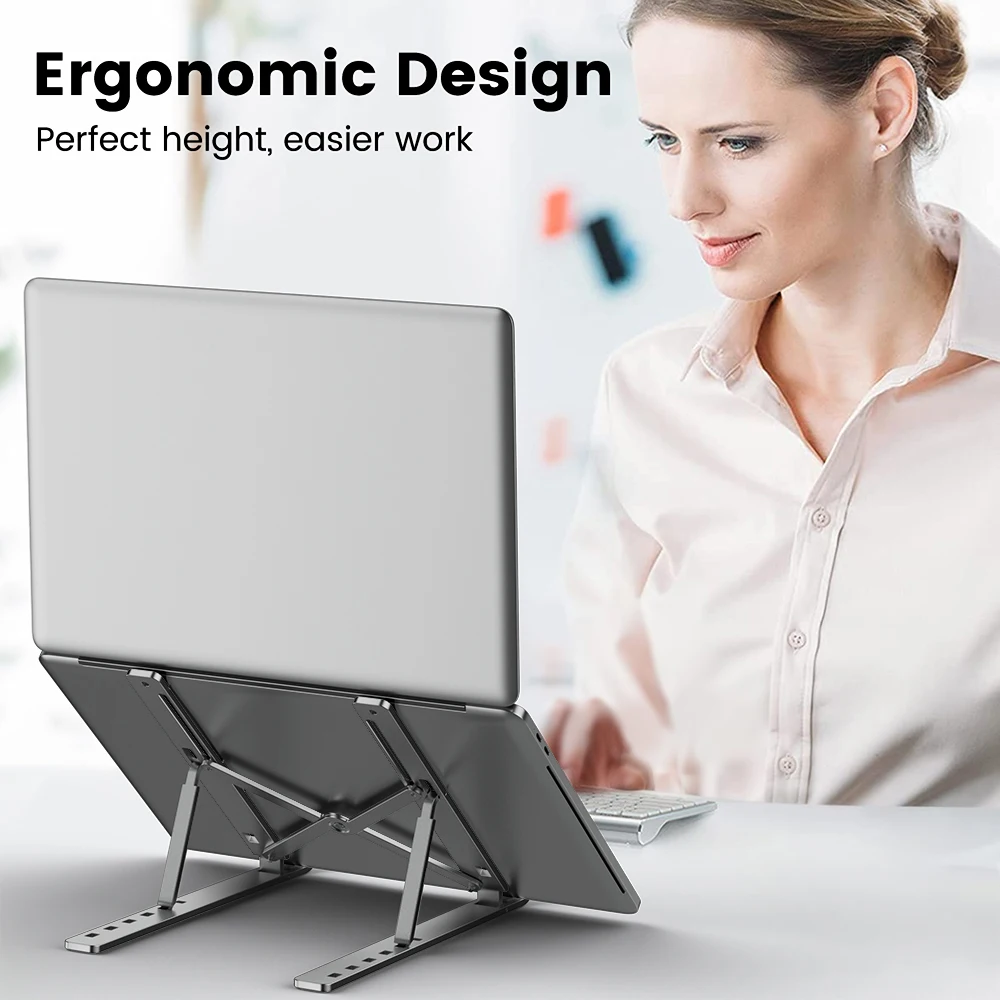 Aluminum Foldable Laptop Stand, Portable Notebook Holder, Computer Base Support, Macbook Air Pro Accessories