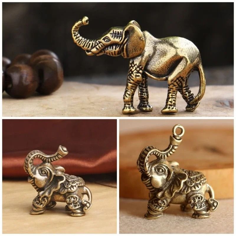 Artisan Solid Brass Elephant | Auspicious Miniature Figurine | Executive Desktop & Home Studio Sanctuary Decor