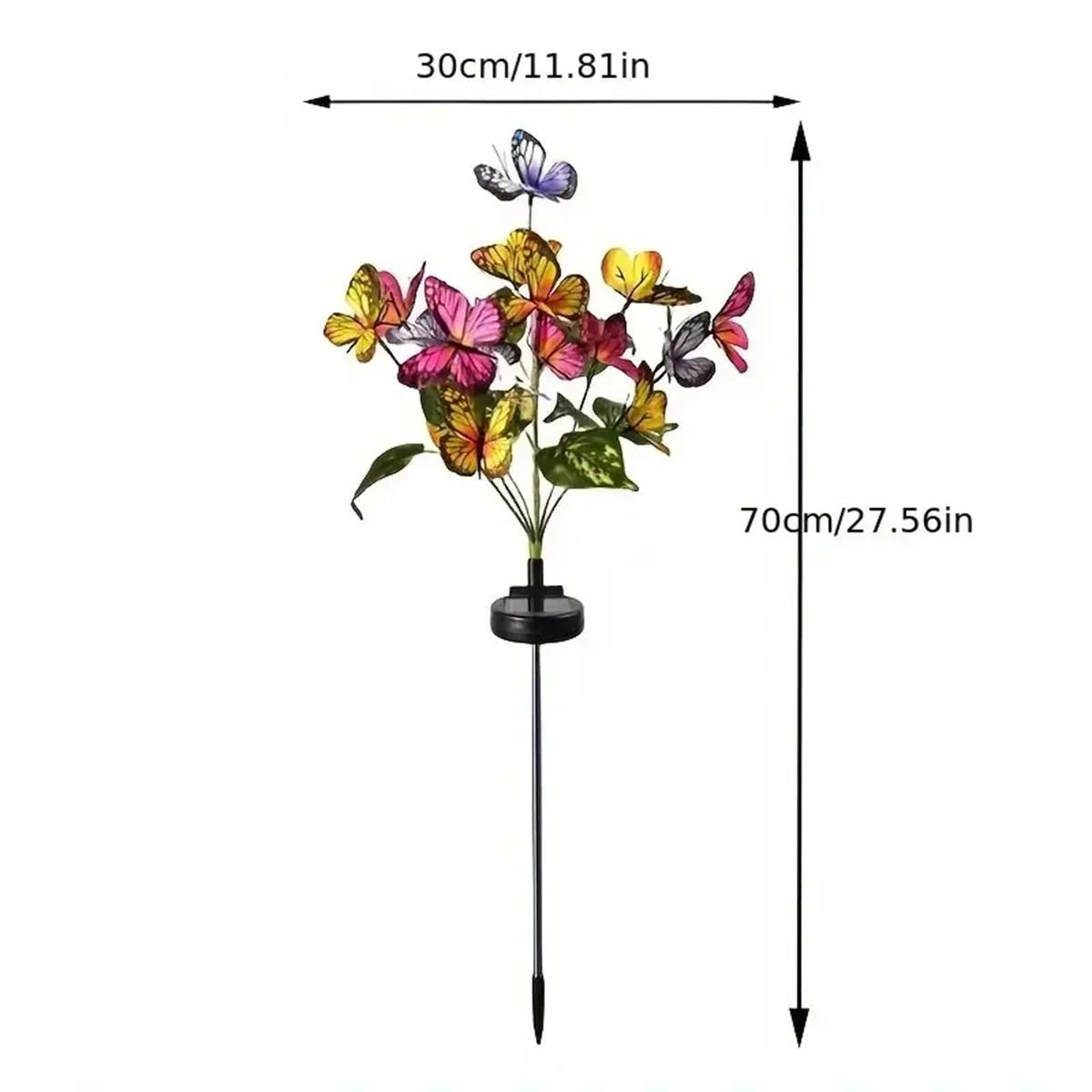Outdoor Solar LED Butterfly Flower Light for Fence, Waterproof Garden Lighting, Landscape Decoration Lawn Lamp