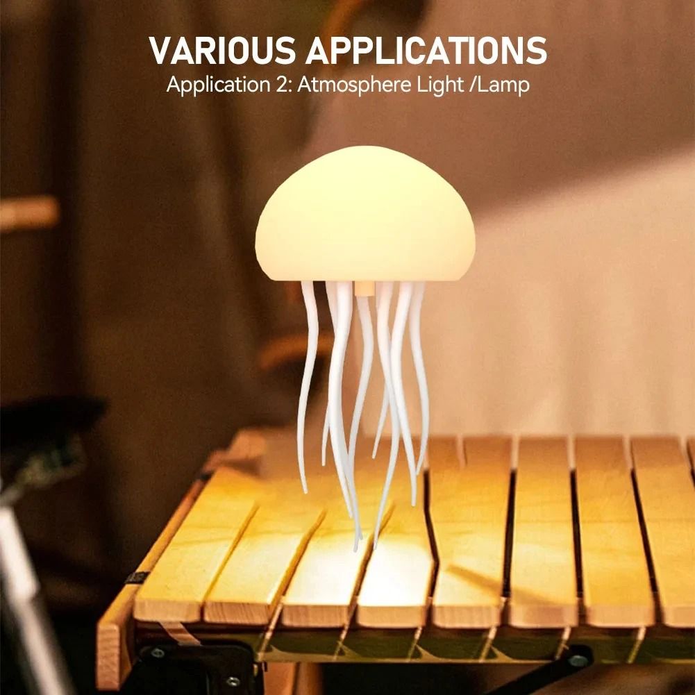 Cartoon Jellyfish 3D LED Night Light Voice Controlled RGB Table Lamp