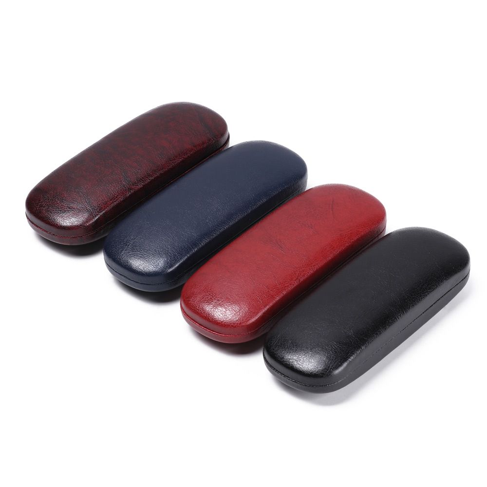 Portable Leather Glasses Case for Women Men, Waterproof Hard Frame Eyeglass Case, Black Spectacle Box