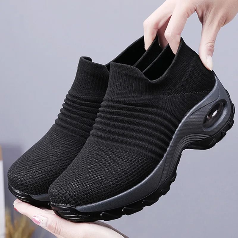 Womens Breathable Mesh Platform Walking Sneakers Lightweight Casual Footwear