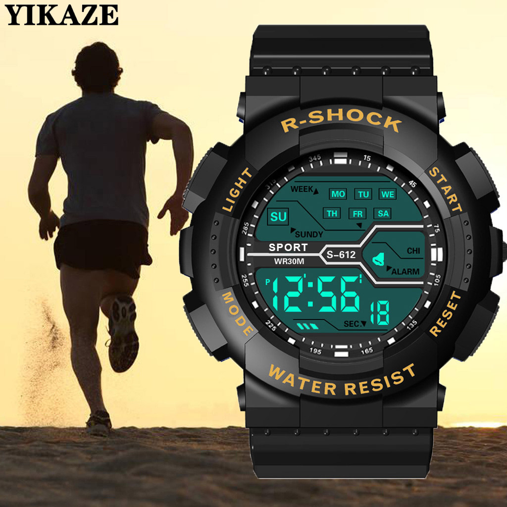 Mens Waterproof LED Digital Sports Watch Large Face Military Style