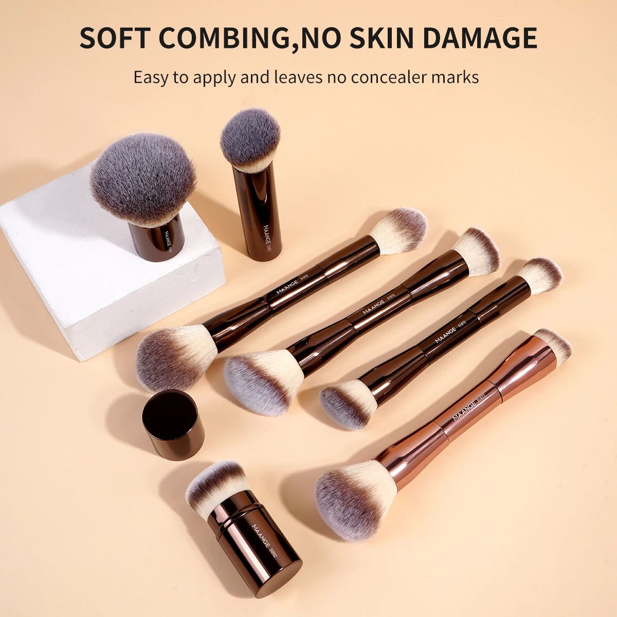 MAANGE Pro Makeup Brushes – Double Ended Foundation, Concealer, Blush & Eyeshadow Brush Kit for Liquid, Cream Powder