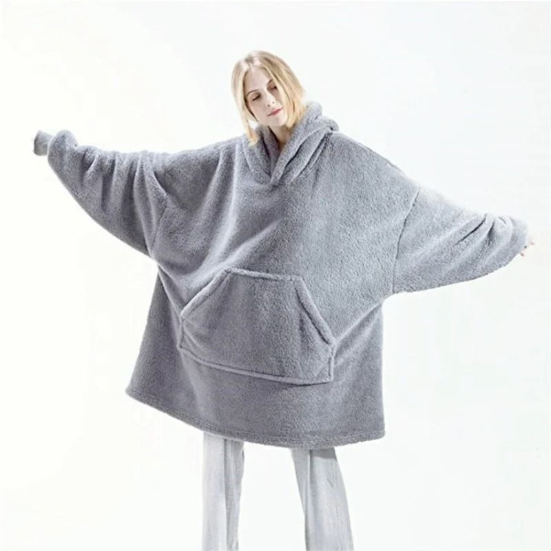 Women Winter Thick Warm Hooded Outerwear Double Fleece Pocket Pullover