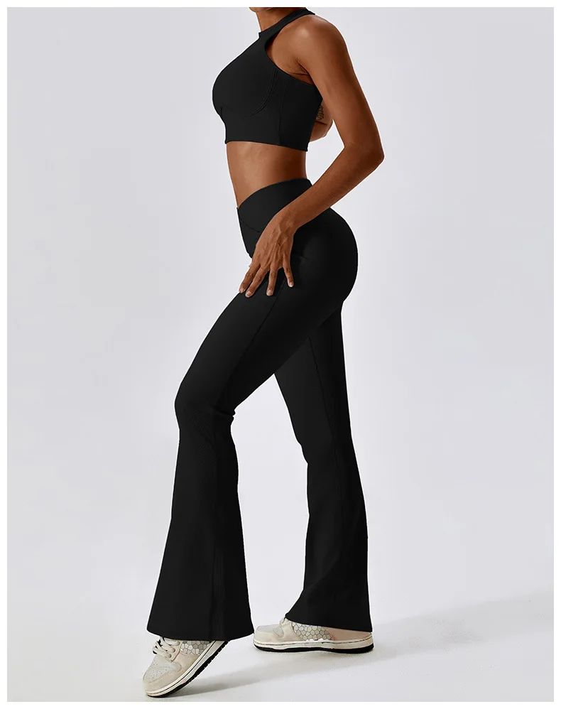 Womens High Waist Flared Yoga Fitness Leggings