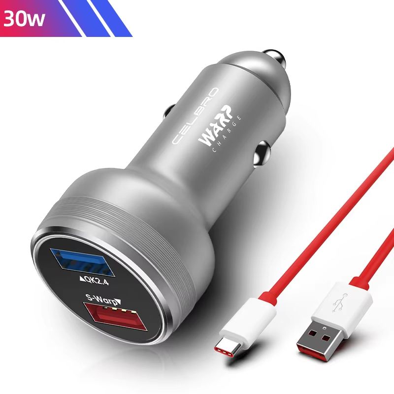 OnePlus Dual USB Car Charger 80W Super Fast SuperVOOC Warp Charge Adapter