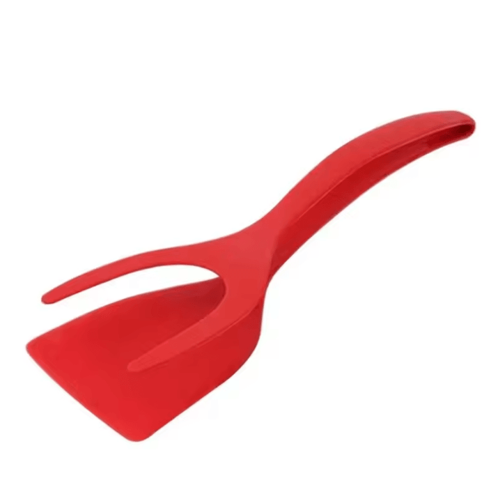 2 in 1 Nylon Grip Flip Tongs with Egg Spatula and Steak Turner Clamp