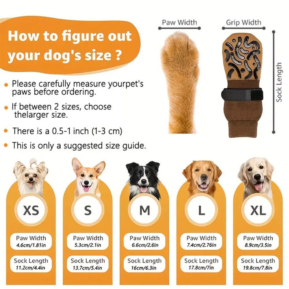 4 Pack Non Slip Dog Socks Double Sided Anti Slip Paw Protection