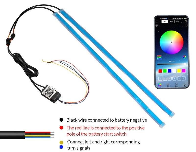 RGB Flowing LED Daytime Running Light Strips with Turn Signal Function