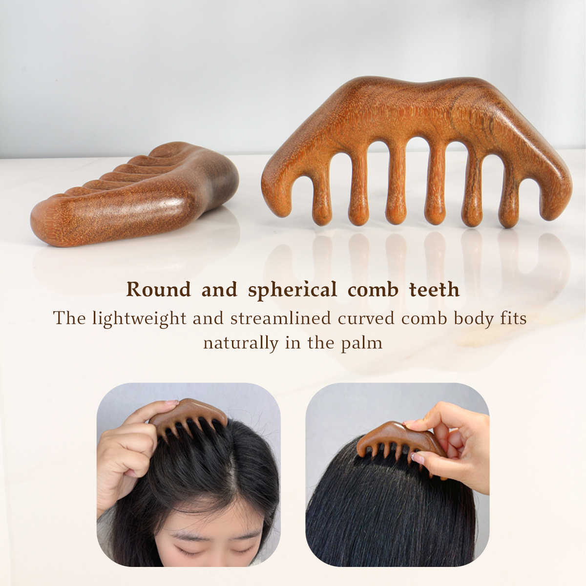 Sandalwood Acupuncture Point Massager, Wooden Handle Meridian Massager, Eye Nose Facial Massage Comb