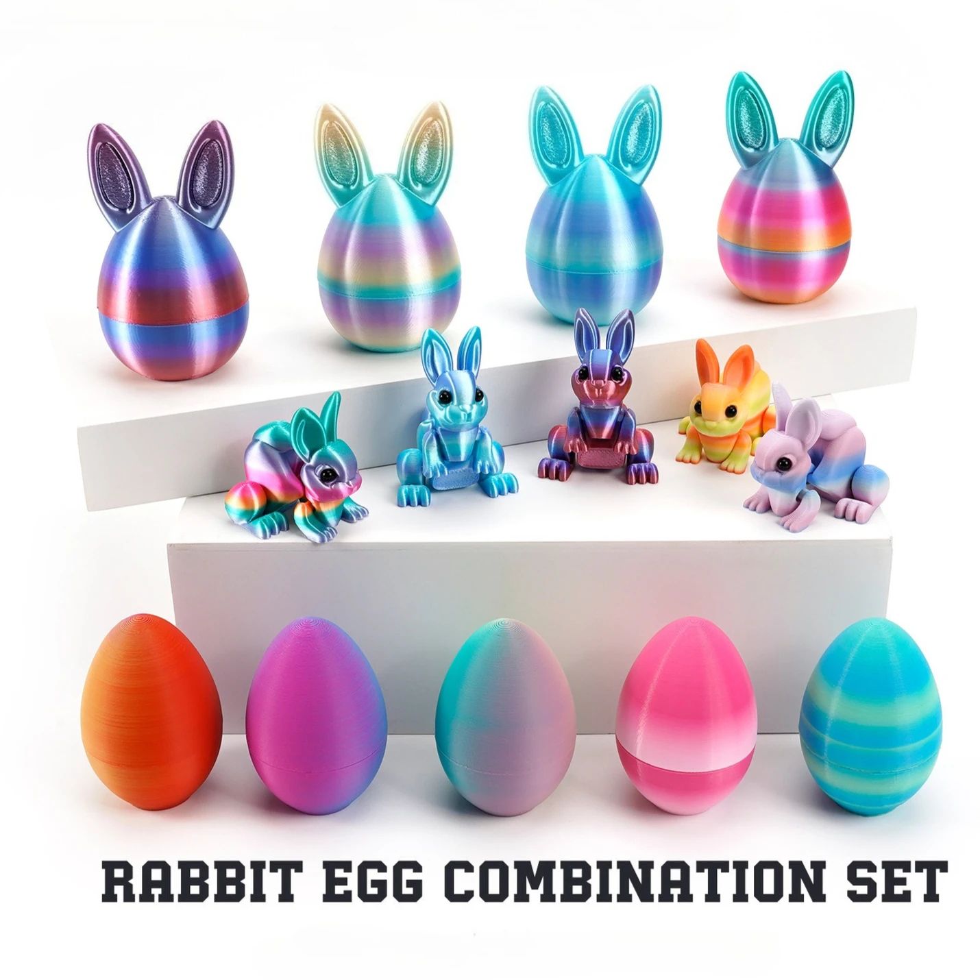 3D Printed Easter Rabbit Ornament – Cute Bunny Egg Desktop Decor for Kids Gift