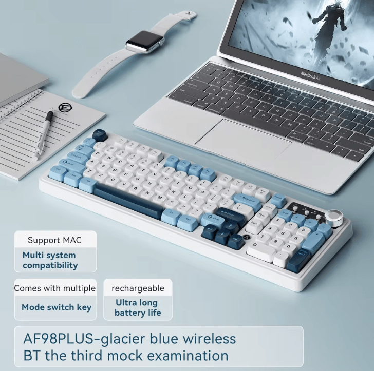 AJAZZ AF98 Wired and Wireless Keyboard with Three Mode RGB and Long Battery Life