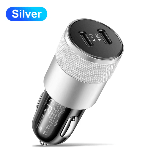 40W Dual PD USB C Car Charger Fast Charging Adapter for iPhone, Samsung & Xiaomi