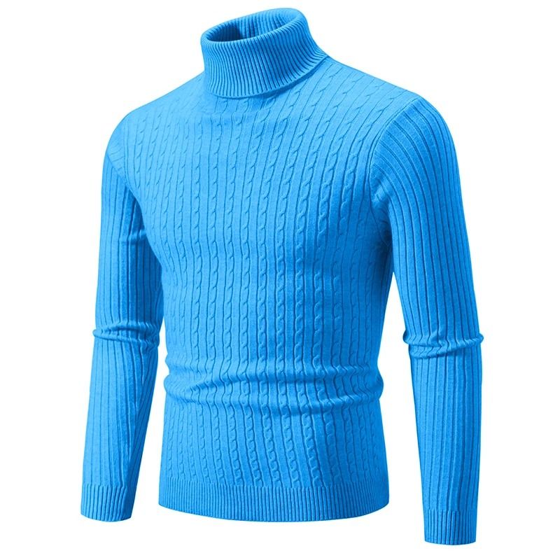 Winter High Neck Thick Warm Sweater Men Slim Fit Pullover Knitwear
