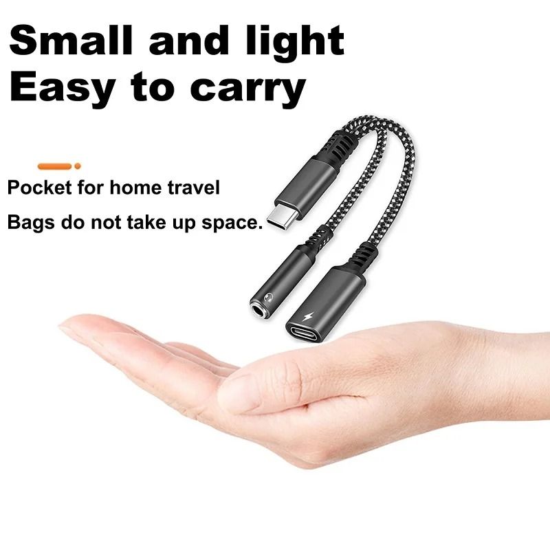 USB C to 3.5mm Adapter with Charging PD 60W Audio Splitter Cable