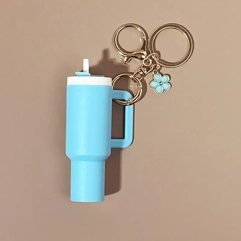 Cute Ice Cup Keychain Lipstick Holder Flower Pendant Bag Charm