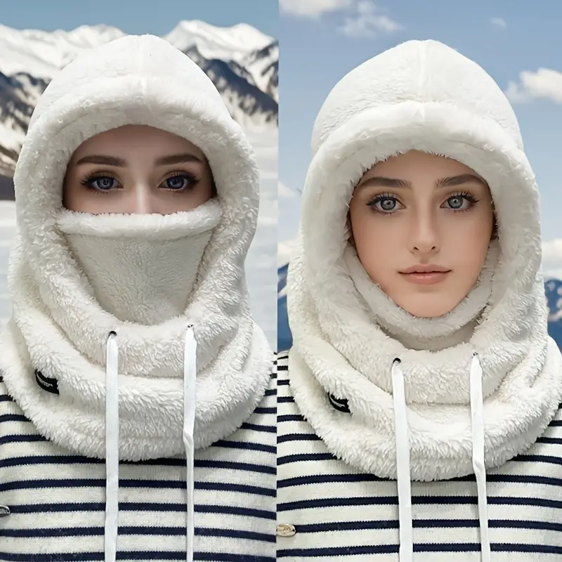 Thermal Windproof Ski Hood, Winter Warm Balaclava Face Cover, Fleece Adjustable Cycling Neck Cover, Full Face Mask