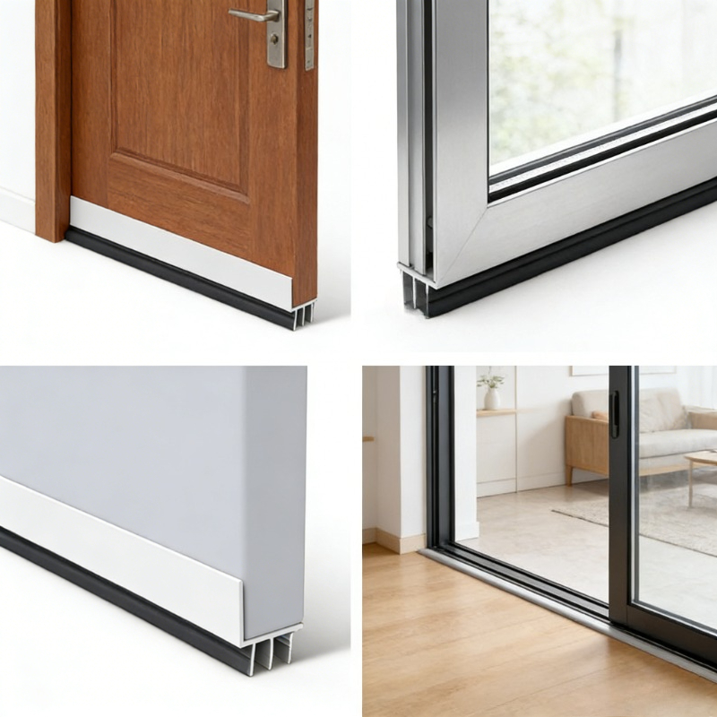 Windproof Soundproof Dustproof Elf Adhesive Door Bottom Seal Strip for Bedroom Bathroom Home Door Weatherstrip Entrance