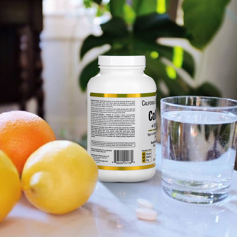 Bcuelov Hydrolyzed Collagen Type I III with Vitamin C, Boost Skin Elasticity, Hair Nails Joint Bone Health, 120 Capsules