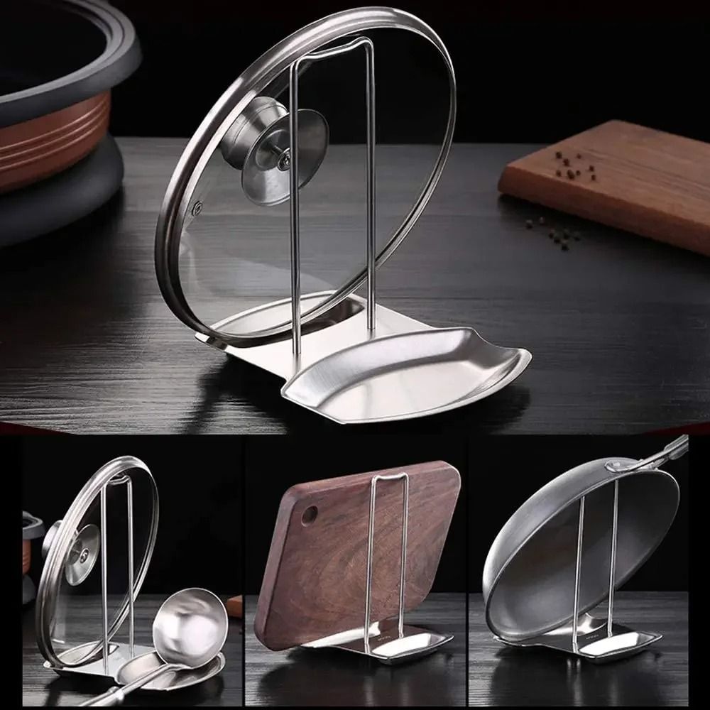 Stainless Steel Pot Lid Rack and Utensil Holder