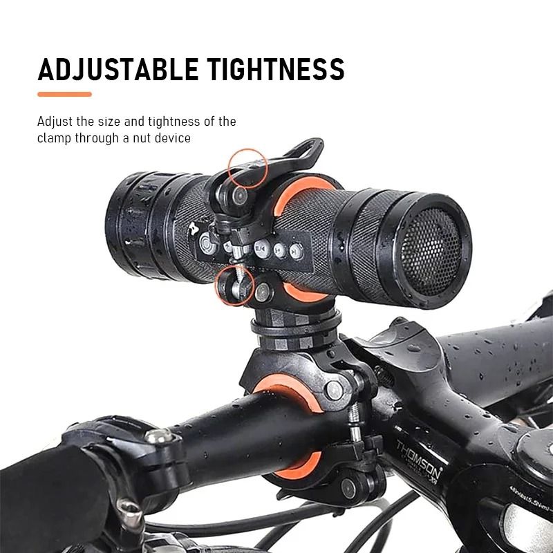 360 Rotatable Bicycle Flashlight Holder and Quick-Release Headlight Mount