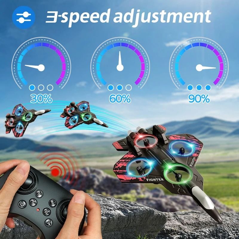 L101 RC Foam Airplane 2.4G Remote Control Fighter Jet with LED Lights and Stunt Flight