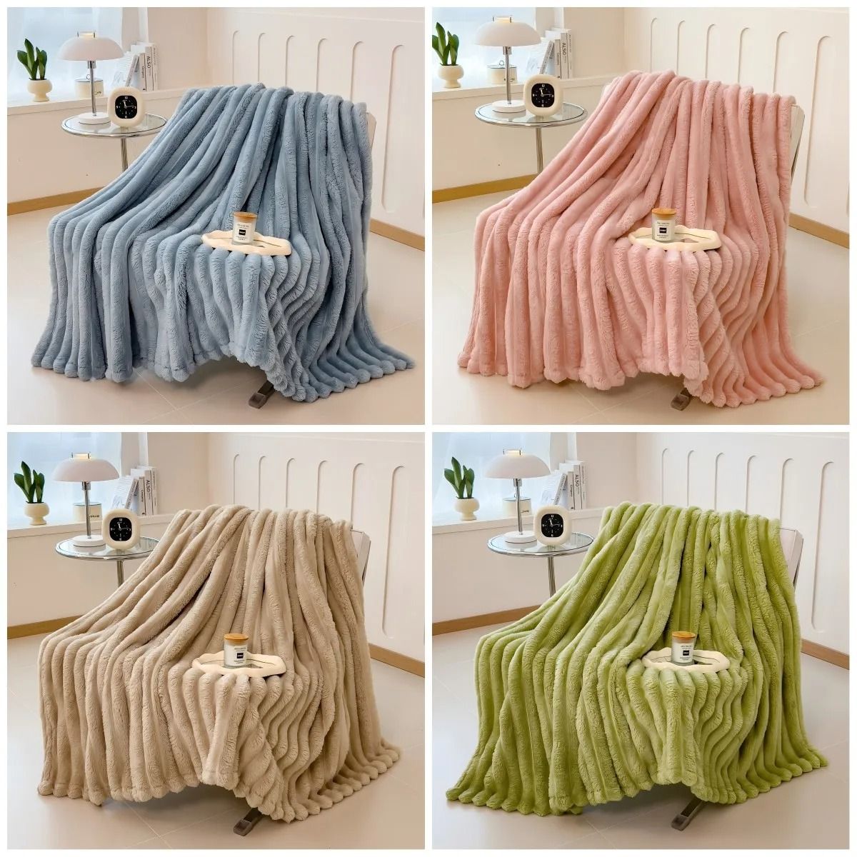 Ultra-Soft Thickened Wide-Striped Versatile Fleece Blanket