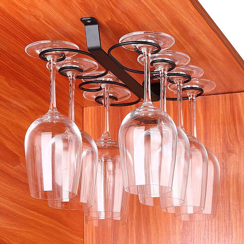 Metal Wine Glass Rack 4/8/12 Cup Stemware Hanging Holder for Cabinets Bars Kitchens
