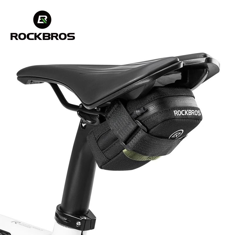 ROCKBROS Mini Bicycle Saddle Bag 0.35L Portable Tail Bag with Reflective Strips for Road and Mountain Bikes