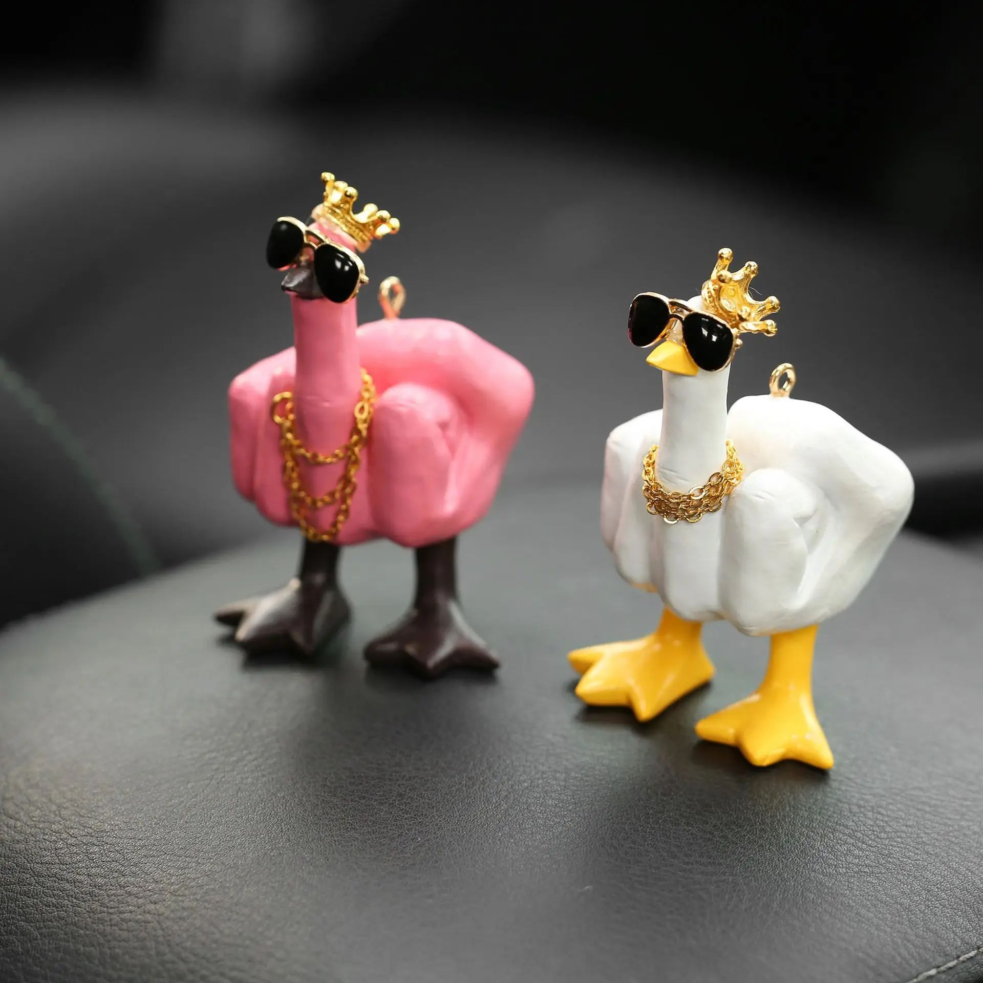 Funny Duck Resin Figurine with Glasses Cute Desk Decor