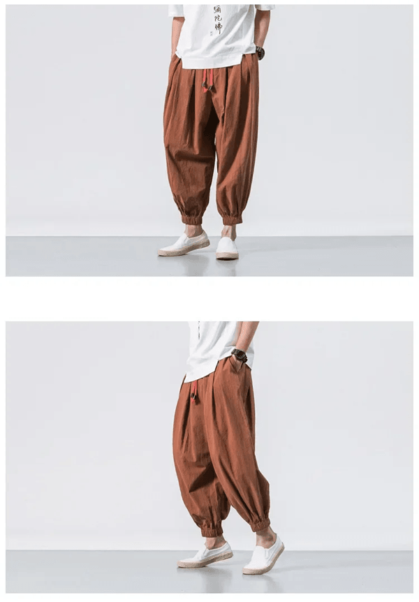 Mens UrbanEase Linen Harem Joggers – Breathable, Relaxed Fit Streetwear Pants
