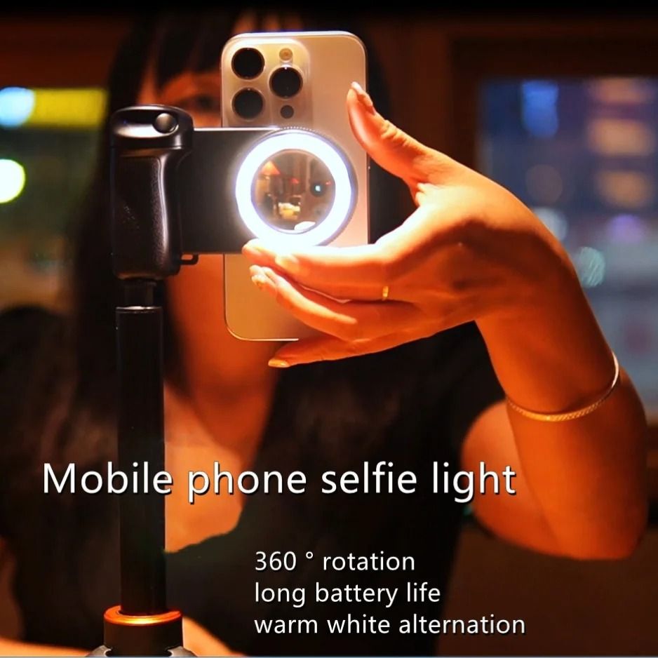 Magnetic Smartphone Camera Handle – Detachable 30M Bluetooth Remote with Fill Light – Anti-Shake Photo Bracket