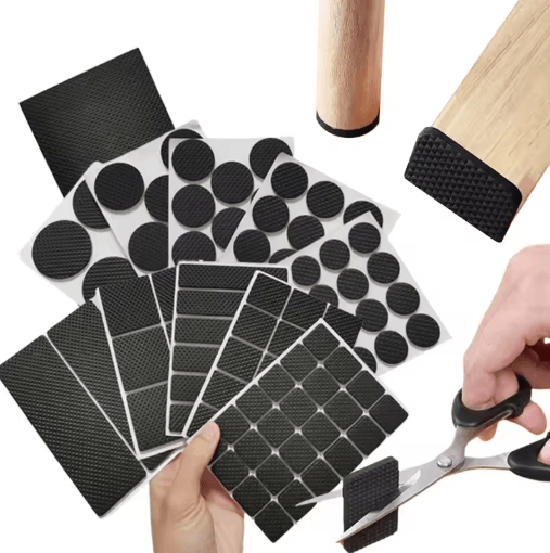 Adhesive Rubber Furniture Pads Set Non Slip Floor Protectors for Chairs Table Legs 12 to 48PCS