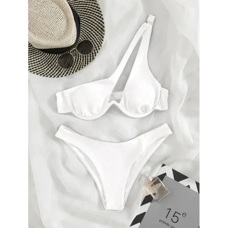 One Shoulder Cut Out Push Up Bikini Set