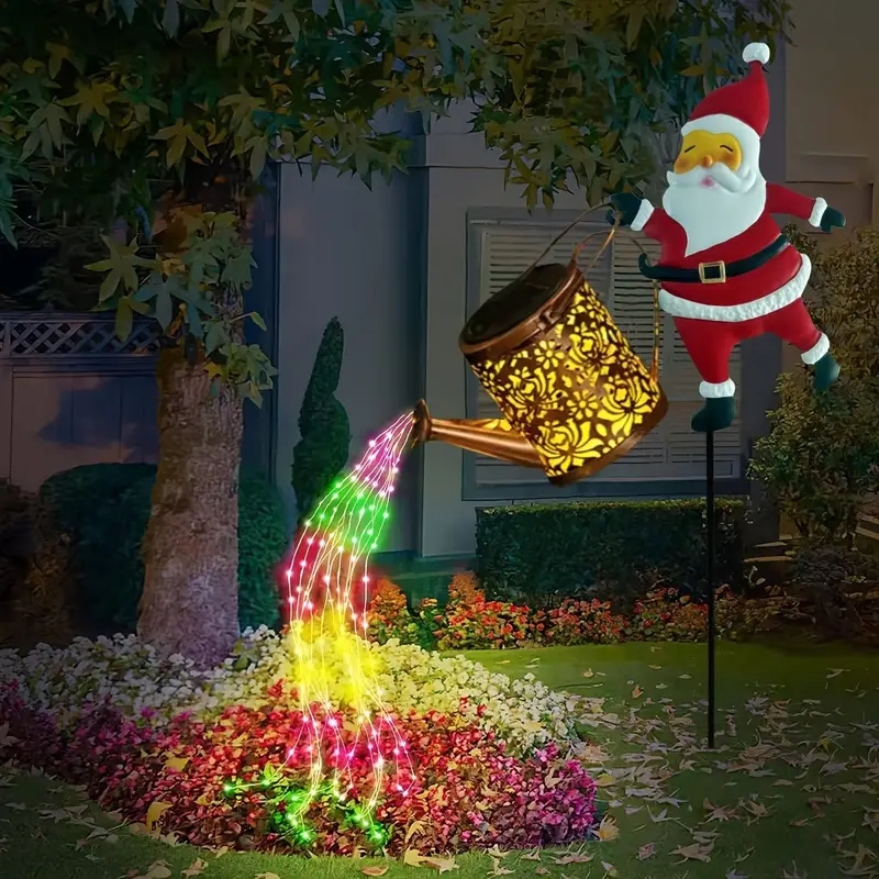 Christmas Solar Kettle Lights, Garden Lawn Decorative Santa Claus Kettle, Ground Lamp Solar LED Night Lights, Outdoor