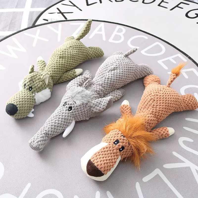 Plush Cartoon Puppy Dog Toy Interactive Chew and Squeak Toy for Small Dogs