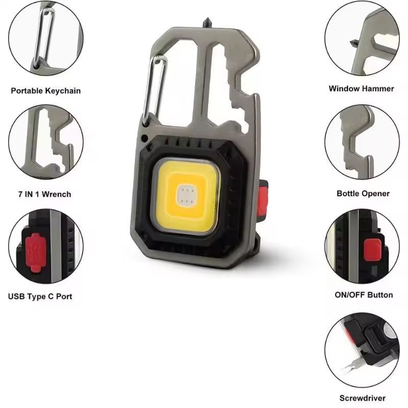 HeroLight Rechargeable Keychain Flashlight (Multifunction COB) – 1-3 Pack