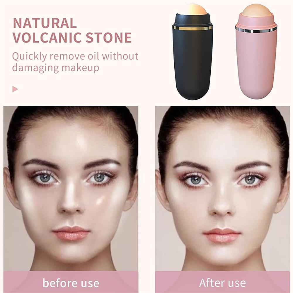 Face Oil Absorbent Volcanic Roller, Portable Reusable Oil Control, Balance Skin, Prevent Acne, Instant Matte Finish