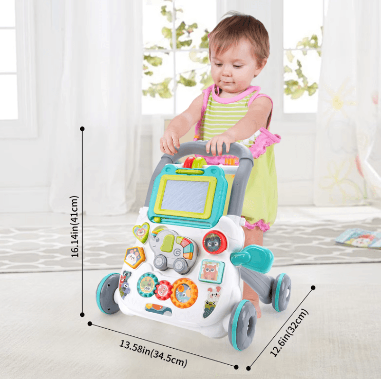 Baby Push Walker with Music & Drawing Board – Multifunction Learning Activity Walker for Toddlers