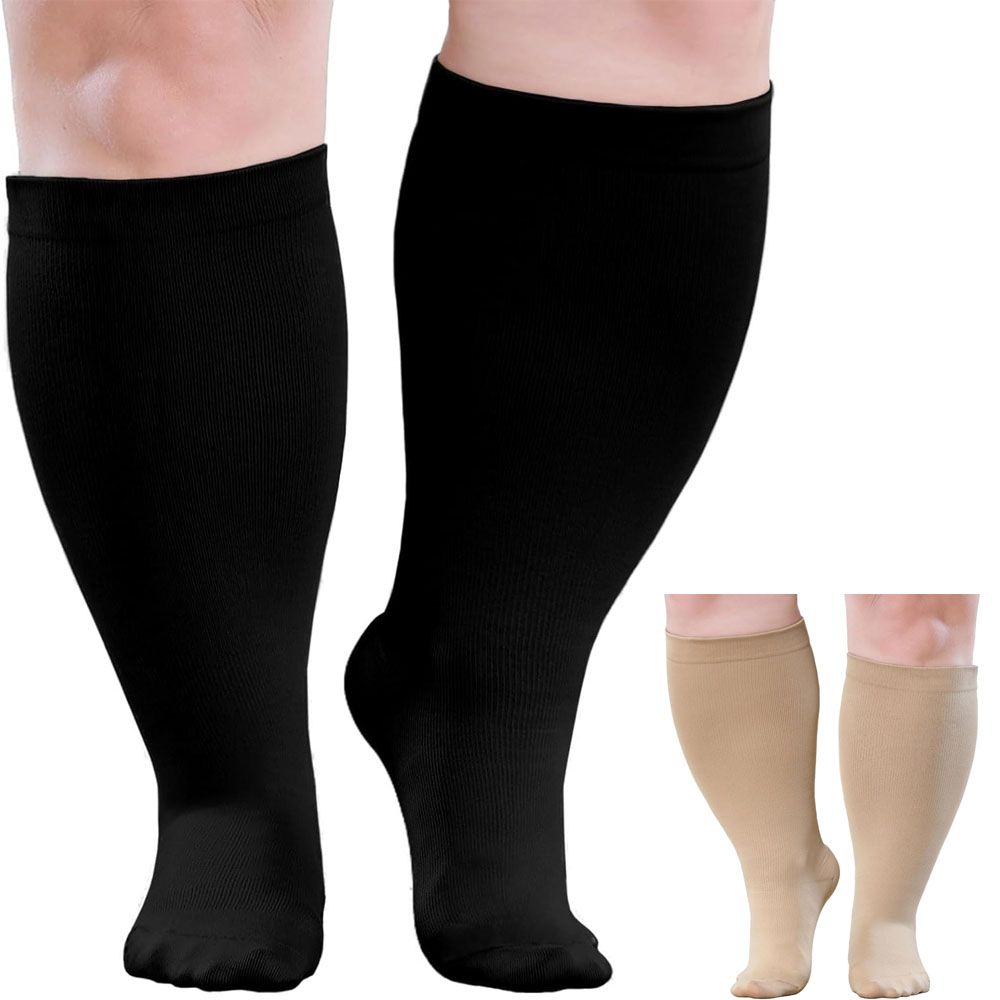 Plus Size Wide Calf Compression Socks for All-Day Circulation Support