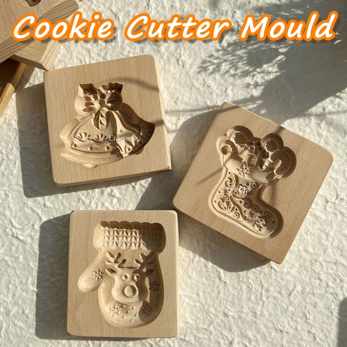 Christmas 3D Engraved Wooden Cookie Mold