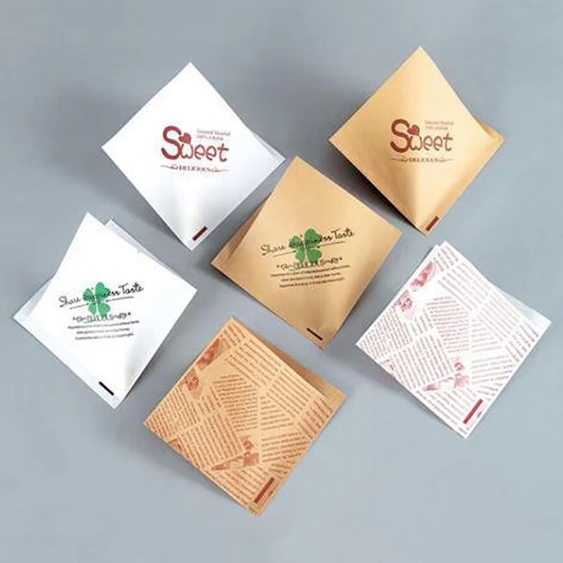 100Pcs Kraft Paper Sandwich Wrap - Disposable Oil-Proof Triangle Food Packing BagS
