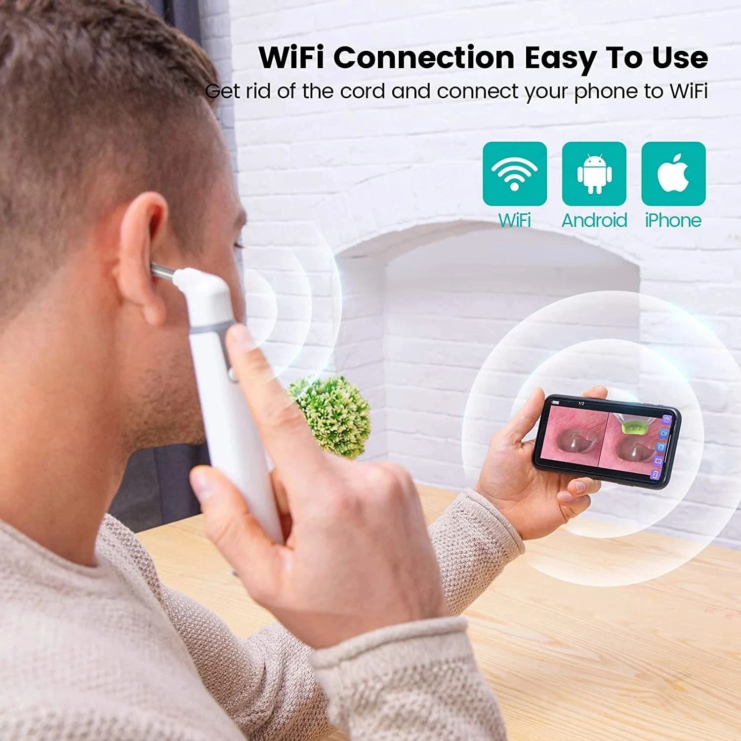 Wireless HD Otoscope Ear Camera with Dual-View Technology