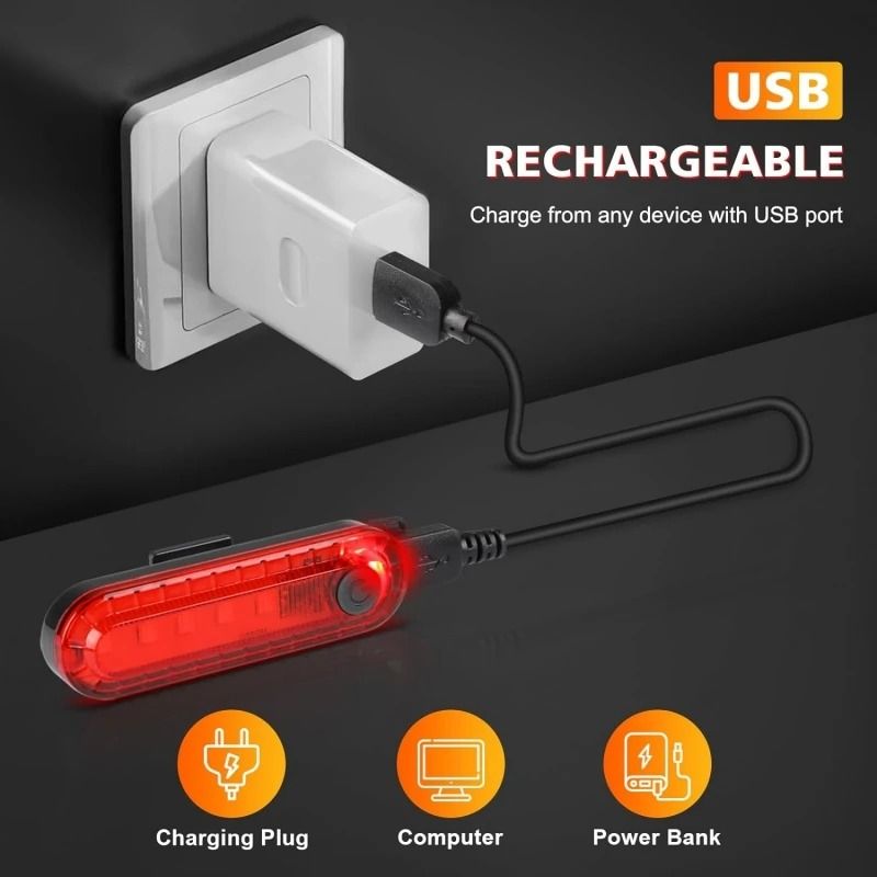 USB Rechargeable LED Bike Tail Light | High-Intensity 4-Mode Cycling Safety Flashlight for Road & MTB