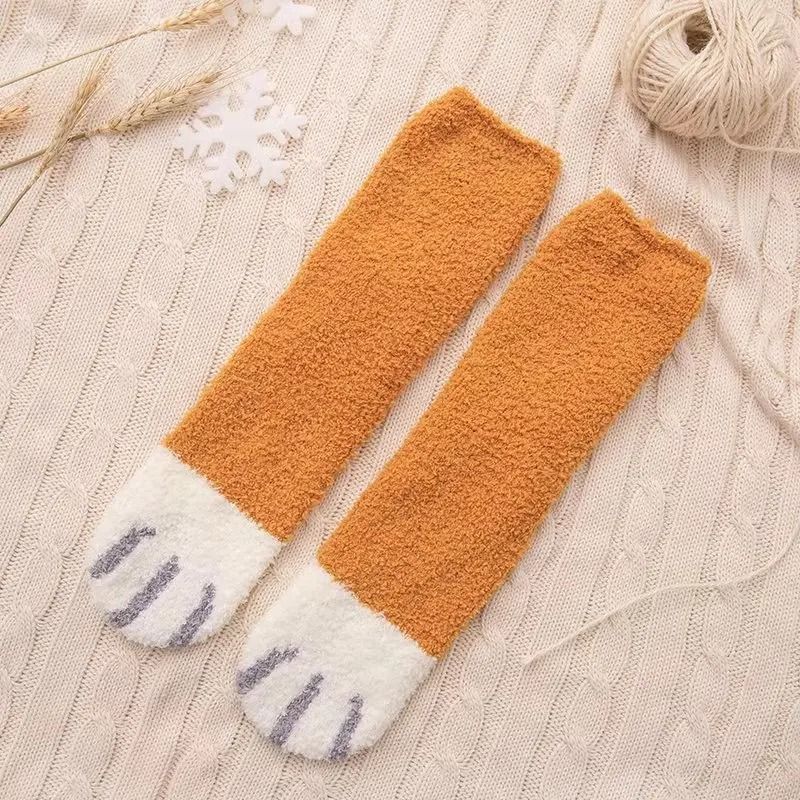 Women Winter Warm Fluffy Animal Paw Fuzzy Socks