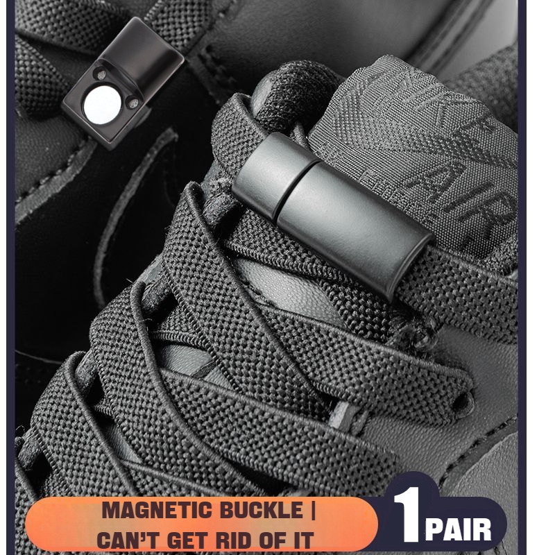 Magnetic Lock No-Tie Shoelaces for Sneakers & Boots Flat Elastic Design