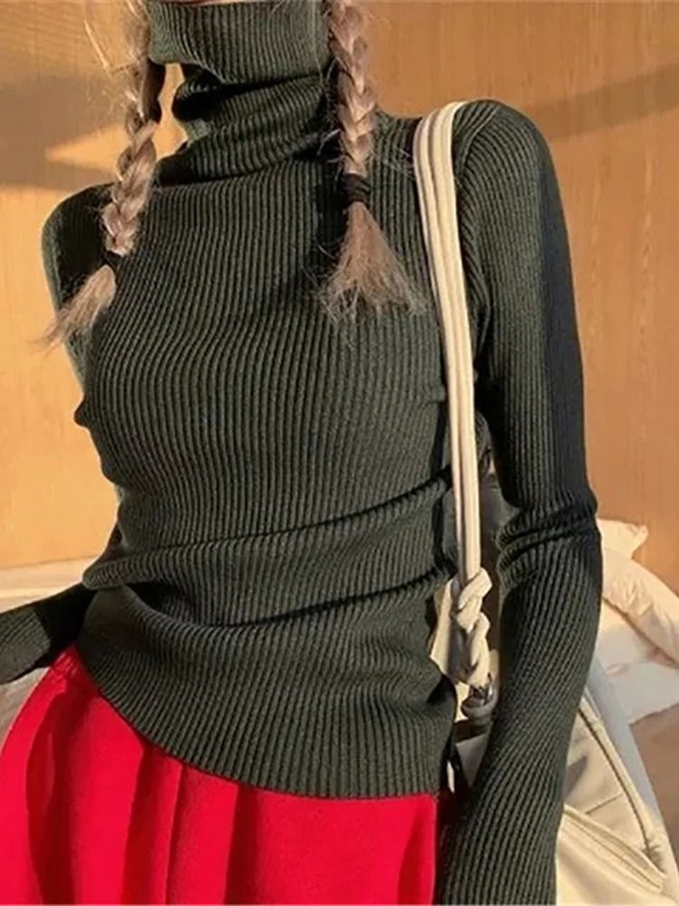 Womens Fall Turtleneck Sweater Knitted Soft Pullover Cashmere Jumper