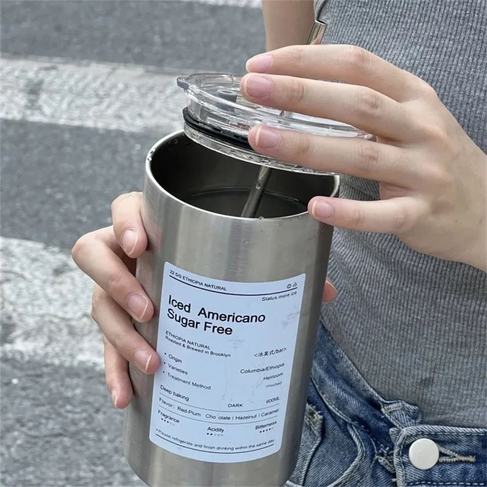 304 Stainless Steel Insulated Thermos Cup with Straw – Leakproof Vacuum Travel Coffee & Water Bottle